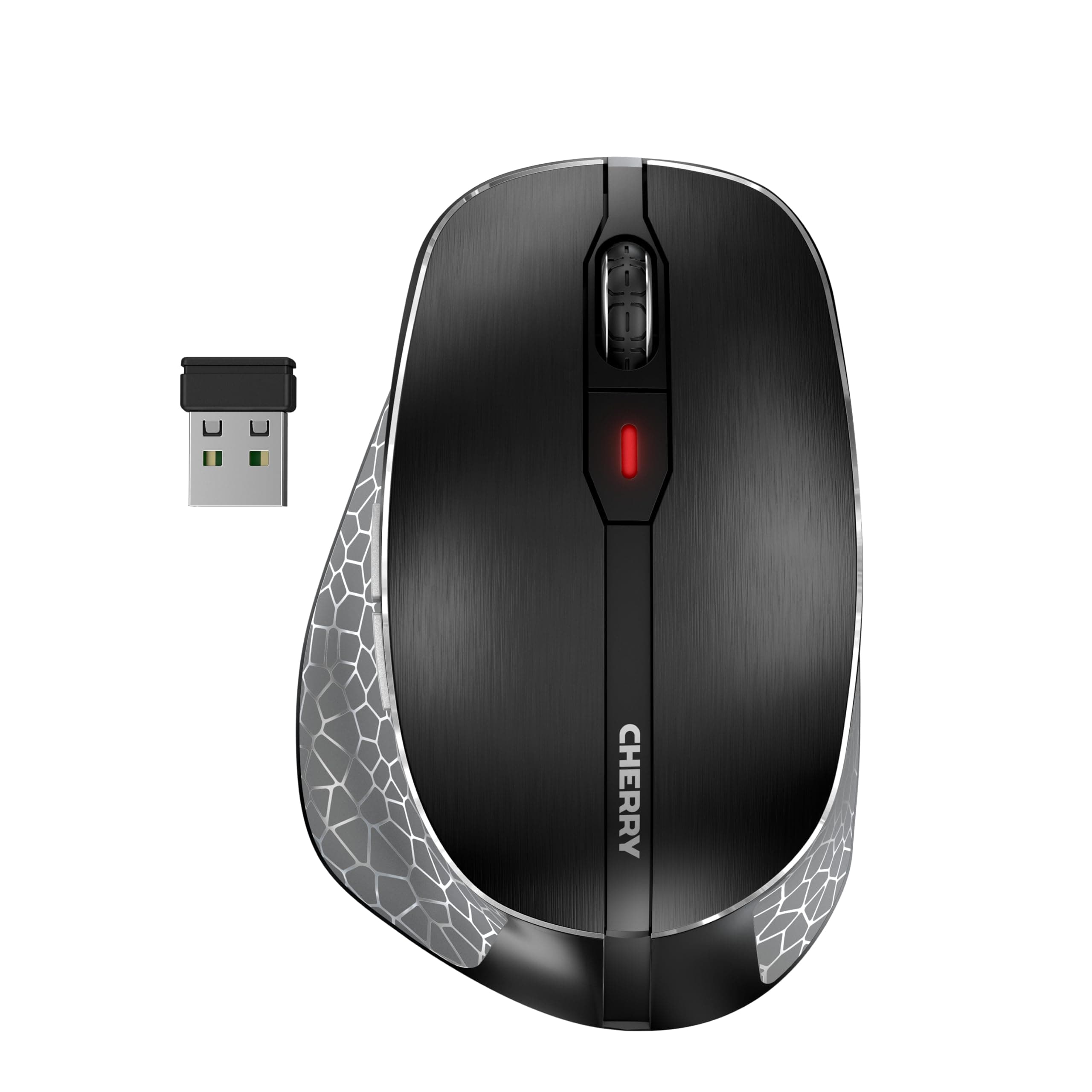 MW 8C ERGO, Wireless Mouse with Ergonomic Thumb Rest for Right-Handers, Bluetooth or 2.4 GHz RF Connection, Rechargeable, Black