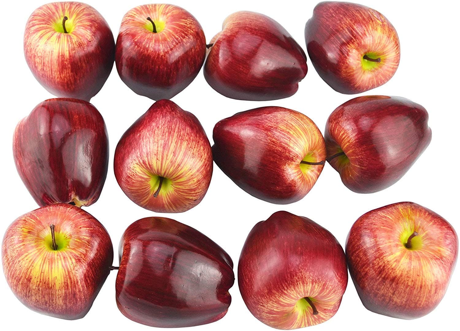 Hexint Lifelike Fake Dark Red Apple Simulation Artificial Apples Set Fake Fruit for Christmas Home House Kitchen Wedding Party Photography Decoration Set of 12