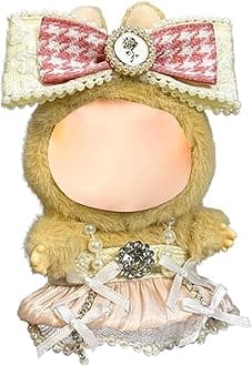Labobo Clothes Desinger Compatitable with Labubu, Clothes for 17 cm Dolls, Plush Doll Outfits Clothing and Accessories Set (LBB-P-Pink)