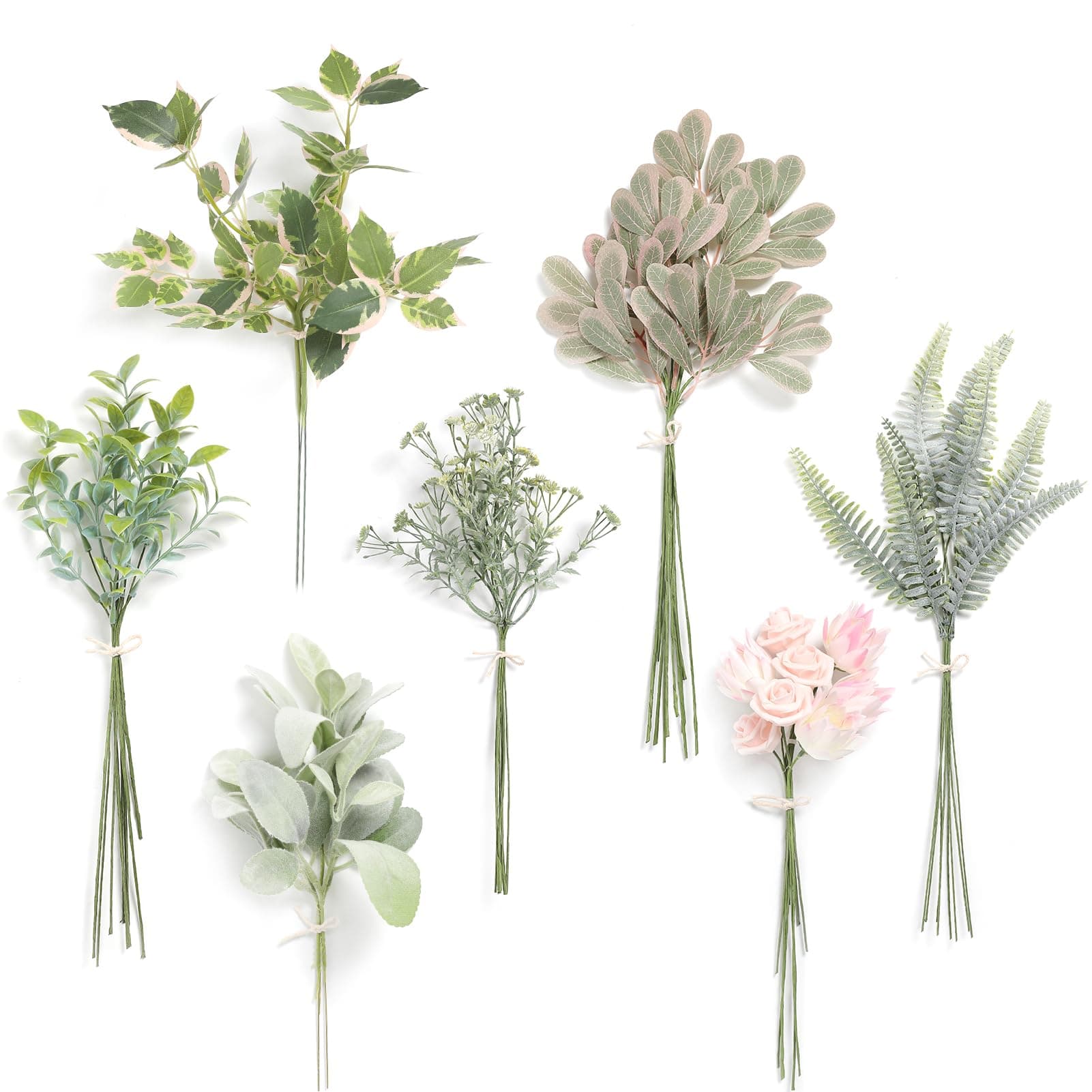 Serra Flora Artificial Greenery Spray Box Set(Pack of 48pcs) with 7 Kinds of DIY Wedding Bouquet Filler Table Centerpieces and Floral Arrangement