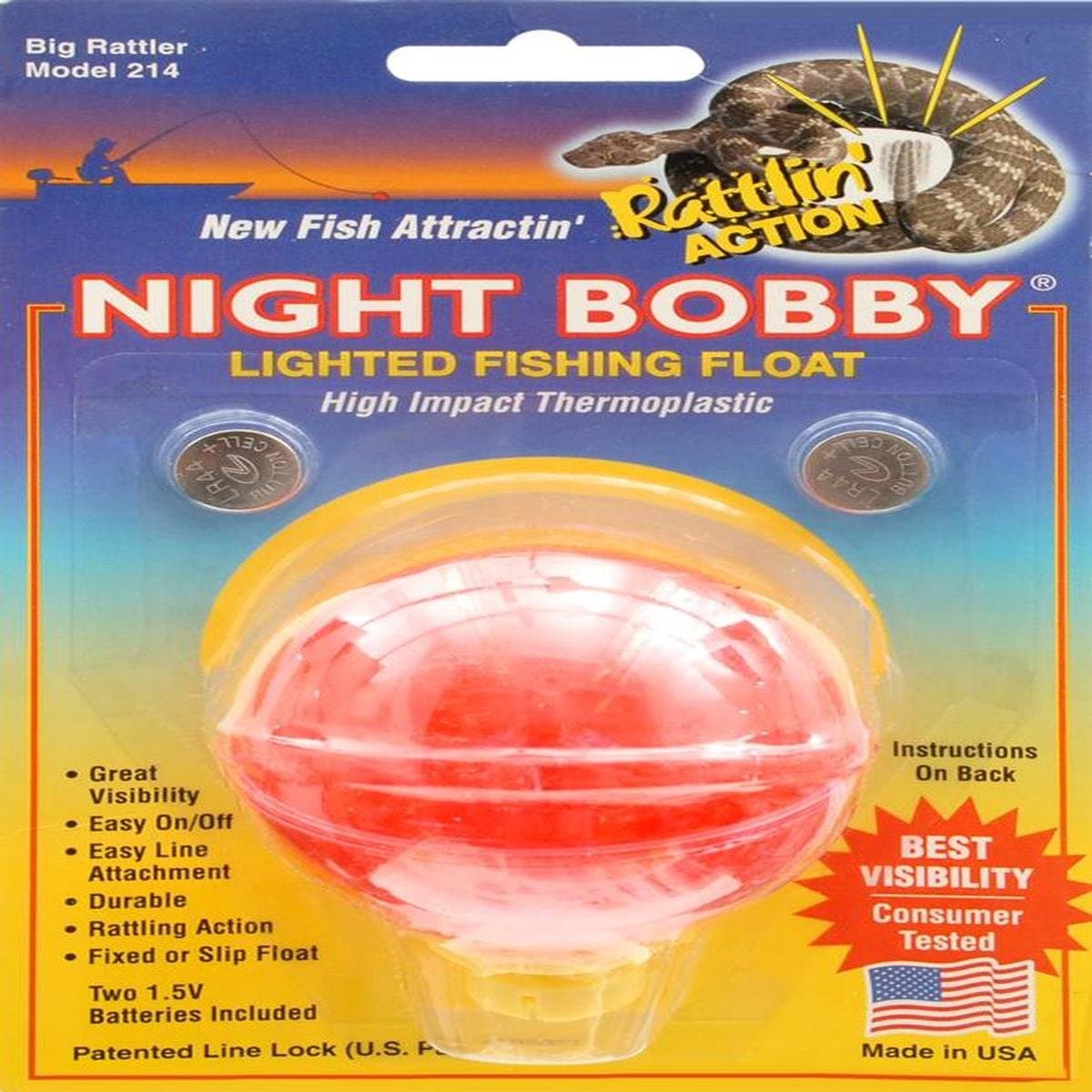 Night Bobby Lighted Fishing Float - 2 1/4" - Red