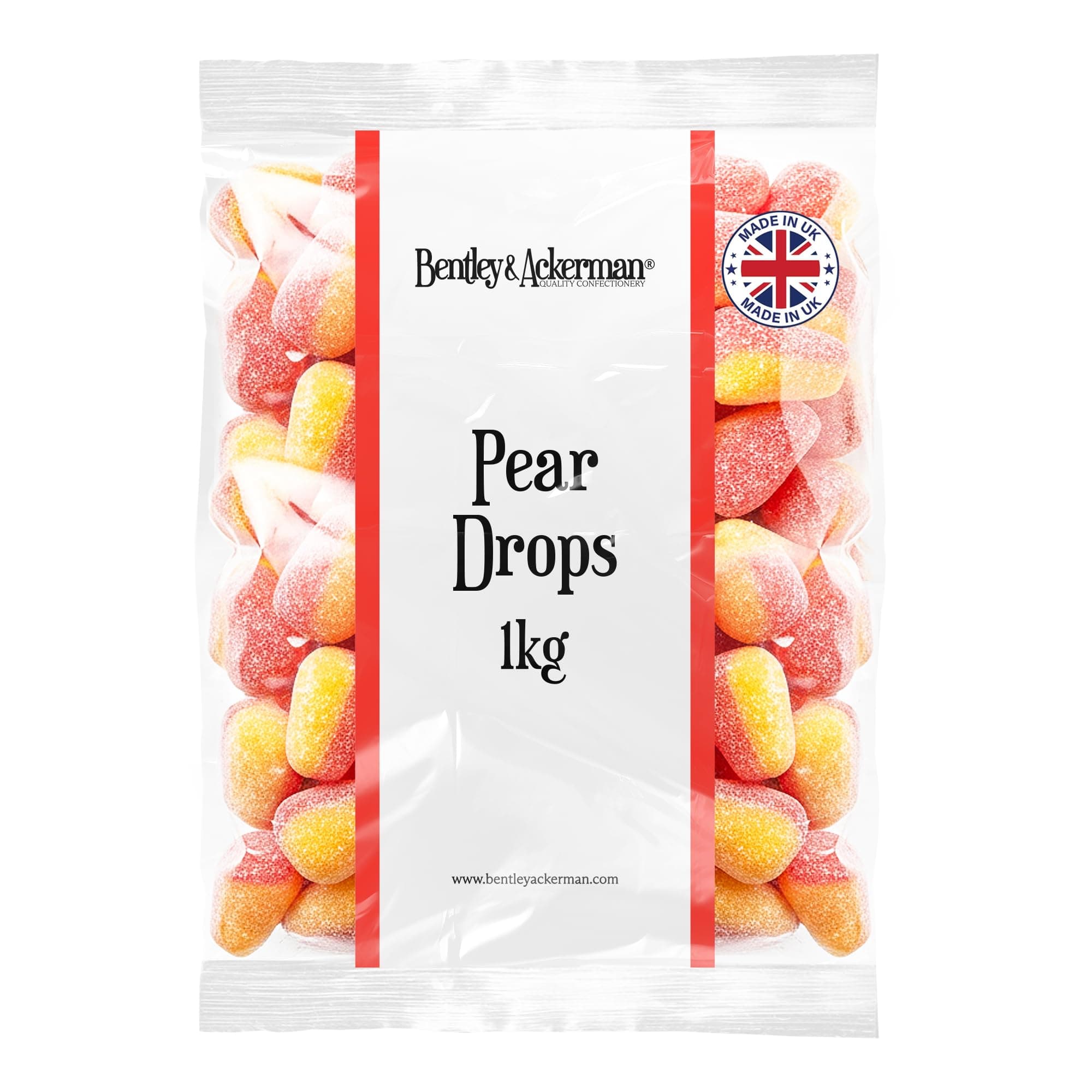 Pear Drops - 1kg - Original Retro Pear Drops, Assorted Pick and Mix for Sharing Gifting and Parties. From Bentley & Ackerman Sweet Shop.