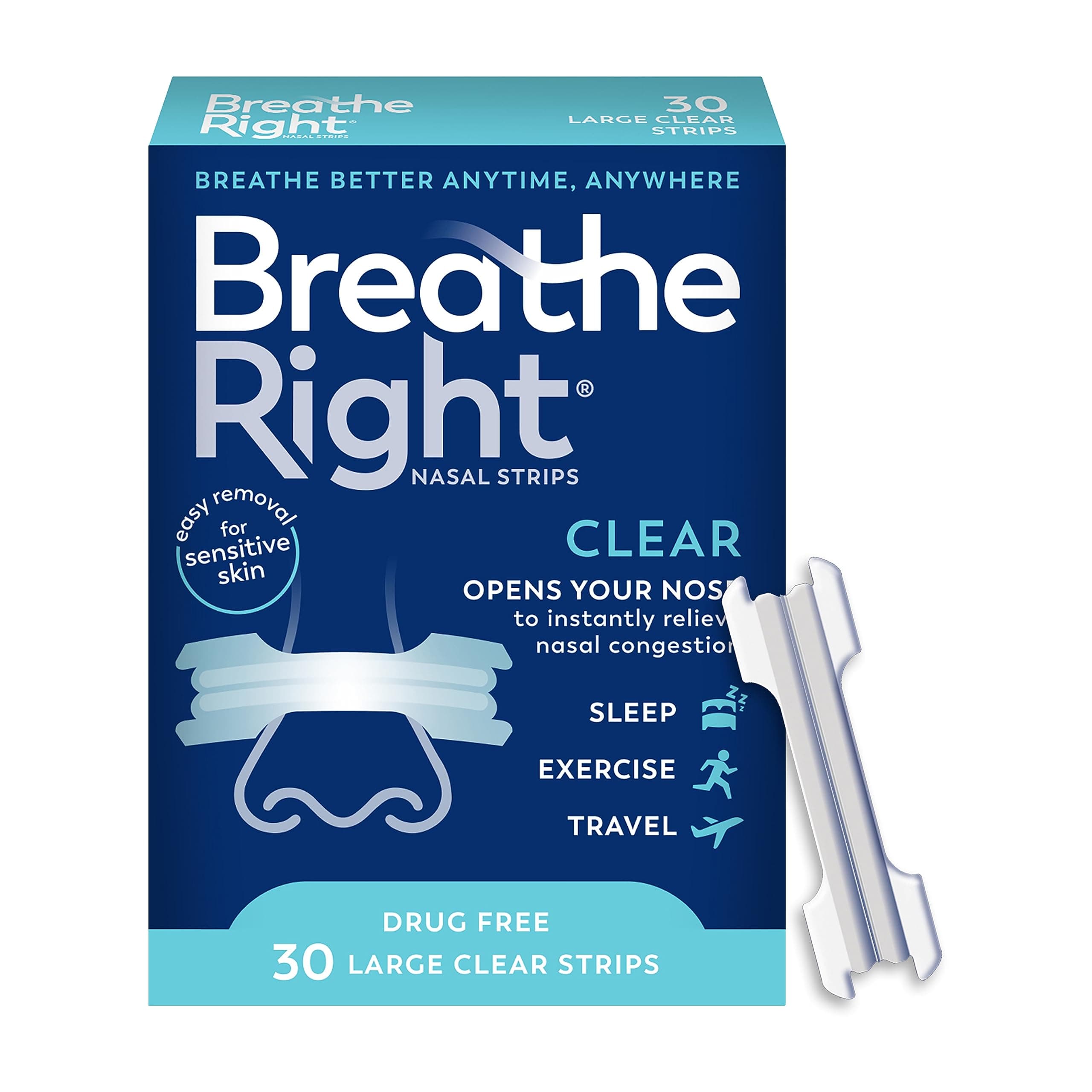 Breathe Right Nasal Strips Clear Large 30ct.