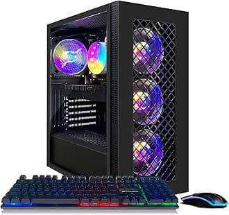 Gaming PC Computer Desktop, Intel Core I7 8th Gen up to 4.1G, Radeon RX 5700 8G, 16G DDR4, 512G SSD, WiFi 6 & BT 5.2, RGB Fan x4, Windows 11 Home