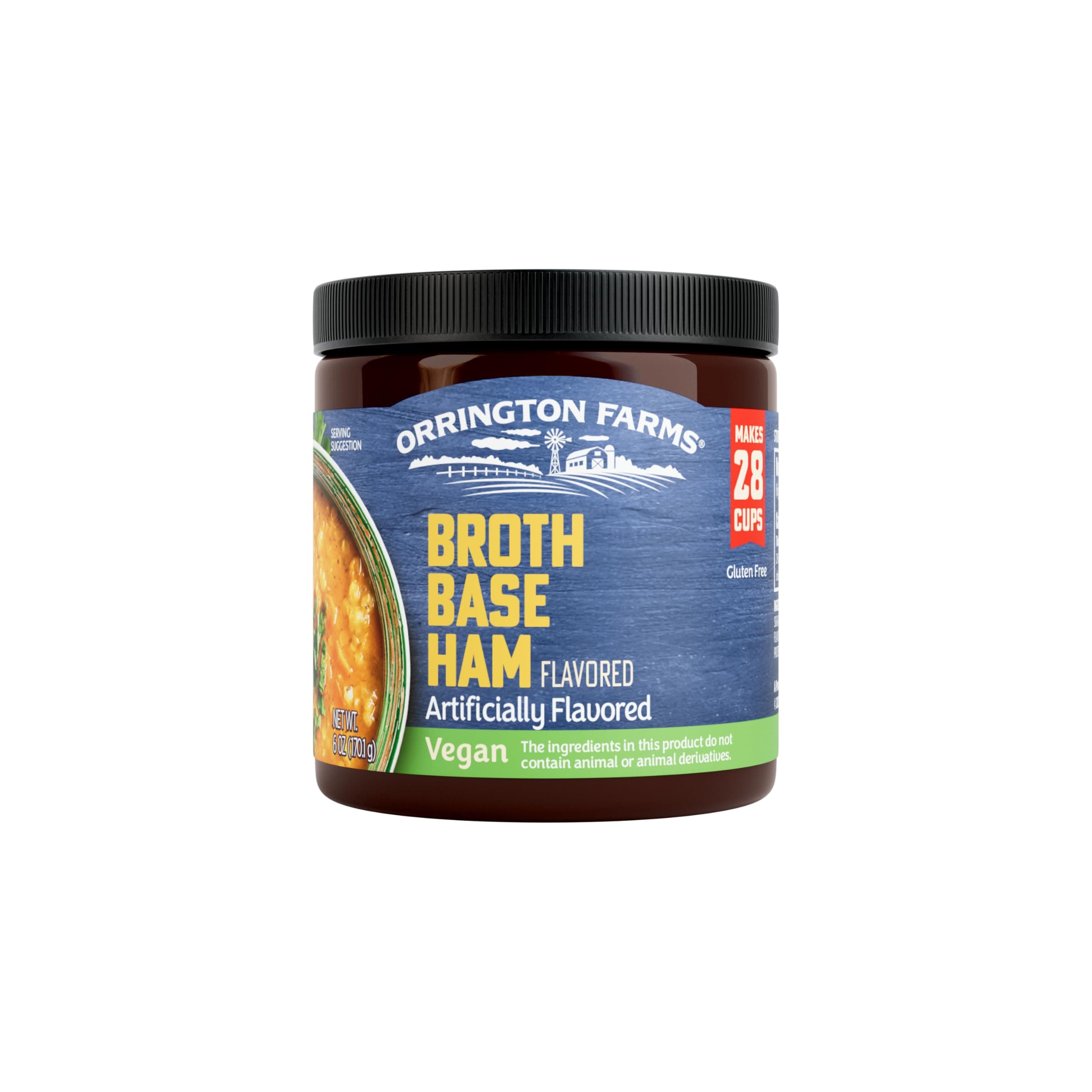 Vegan Ham Falvored Broth Base, Bring Flavor to Your Favorite Soups & Stews, Gluten Free, Vegetarian Friendly, Easy-to-Use, 6oz Jar