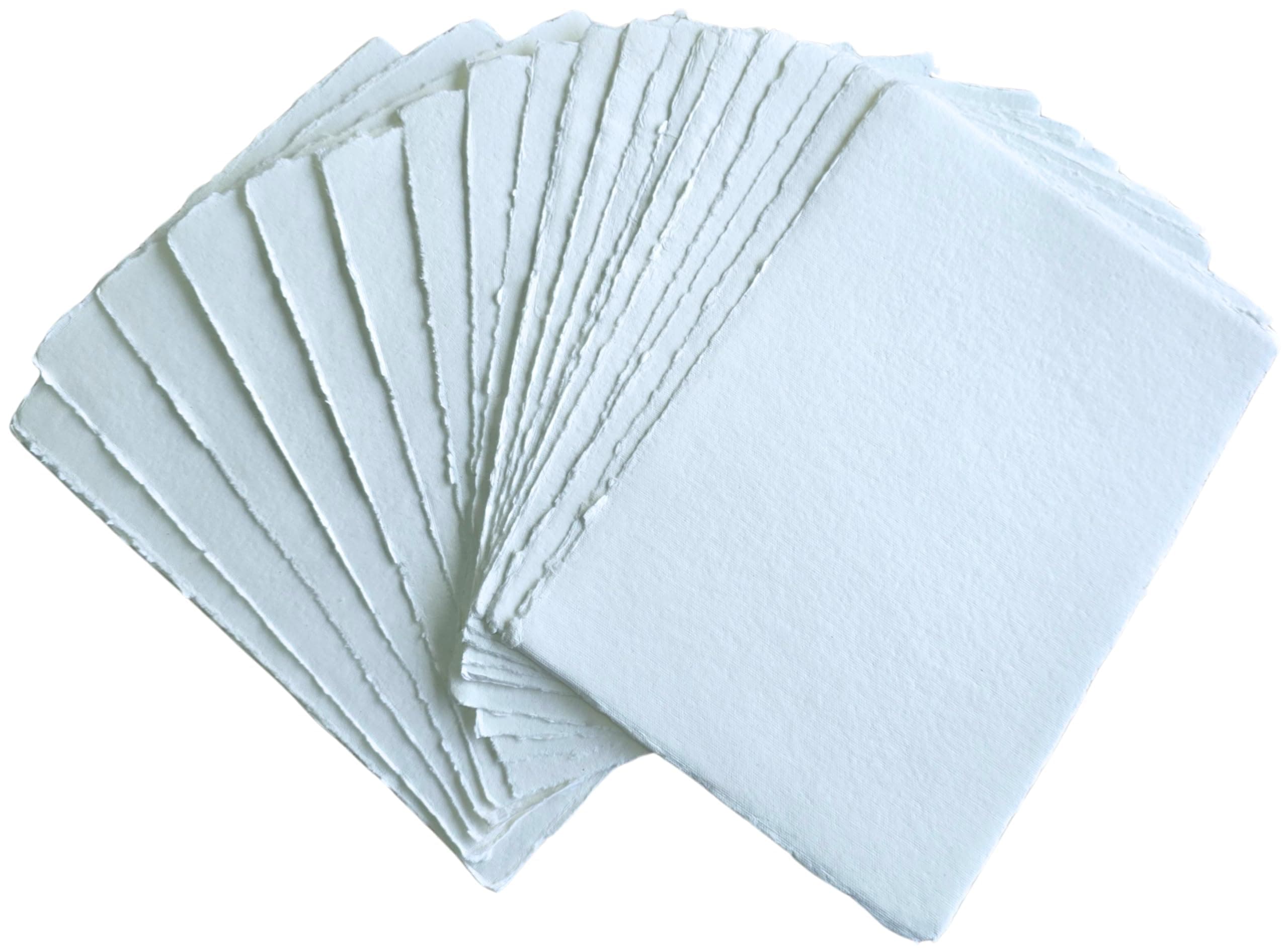 Handmade Deckle Edge Cotton Paper 20 Sheets A4 Size 300 GSM White Color 100% Cotton Ecologically for Greetings Cards Invitions Calligraphy Wedding Stationery and Painting
