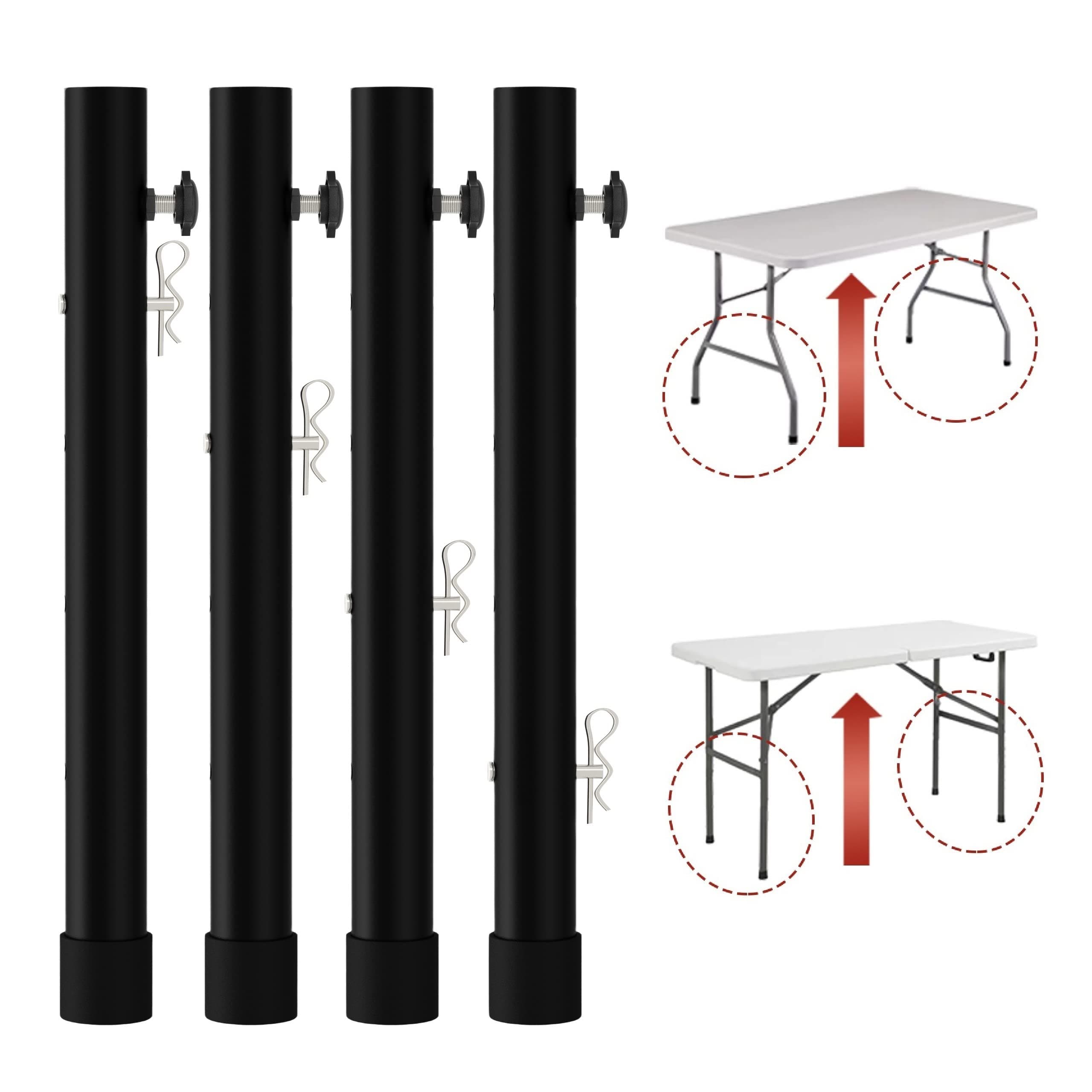 Table Leg Extensions for Folding Tables Straight/Bent Leg,Heavy Duty Folding Table Leg Extenders,4 Levels/Heights Adjustable Risers-All for Treating Your Back Pain(4-Pack) (16 in (44cm))