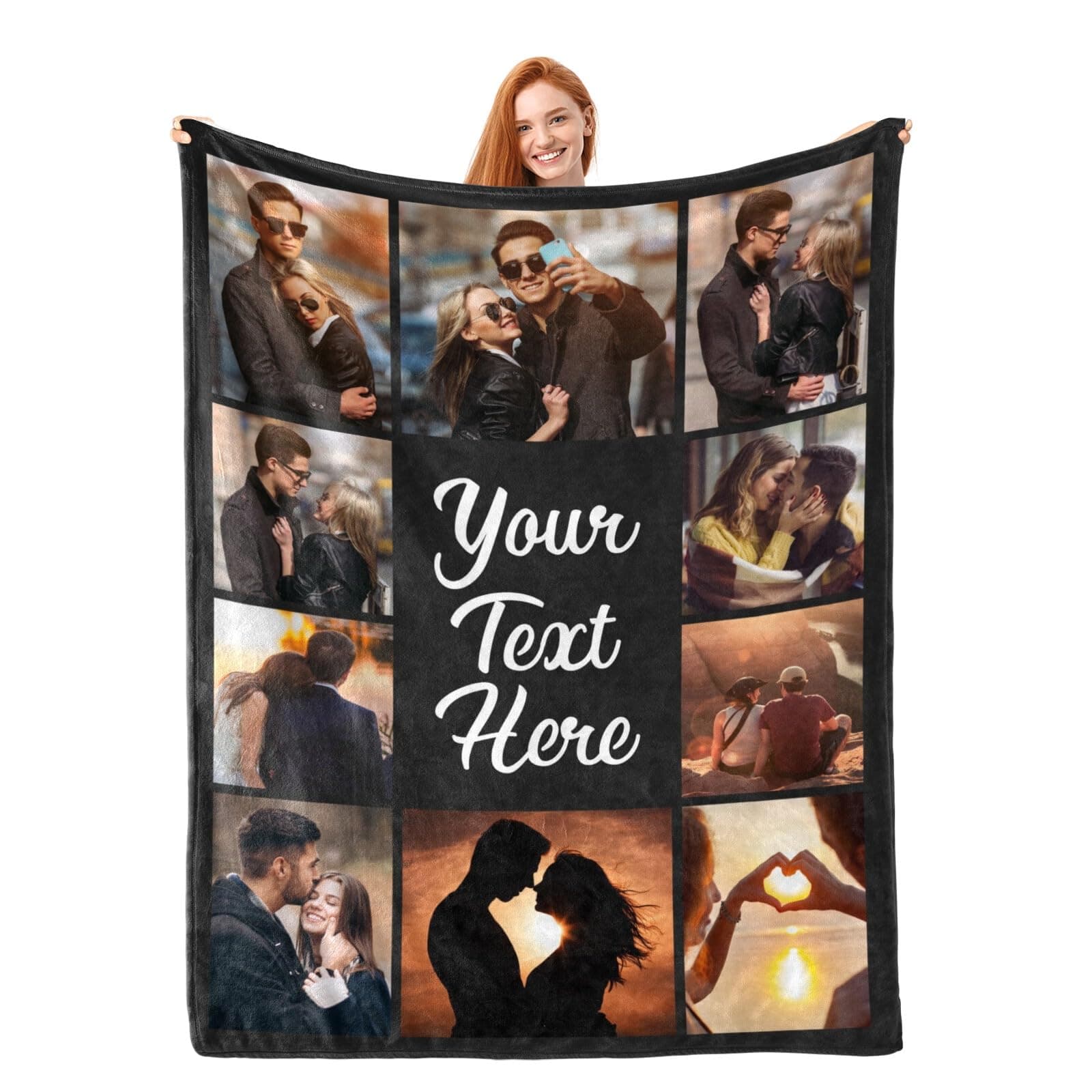 - inkArts Custom Blanket Throws with Photos Text Personalized with Picture Customizable, Customize for Mom, Dad, Couple, Girlfriend, Boyfriend, Husband & Wife