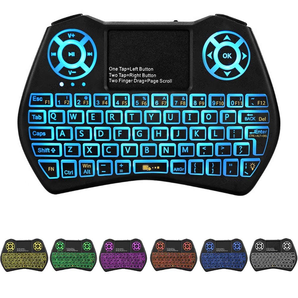 Backlit Mini Keyboard Touchpad Mouse,I9 Mini Wireless Keyboard with Touchpad and Multimedia Keys, USB ports for Android TV Box Smart TV HTPC PS3 Linux Windows OS