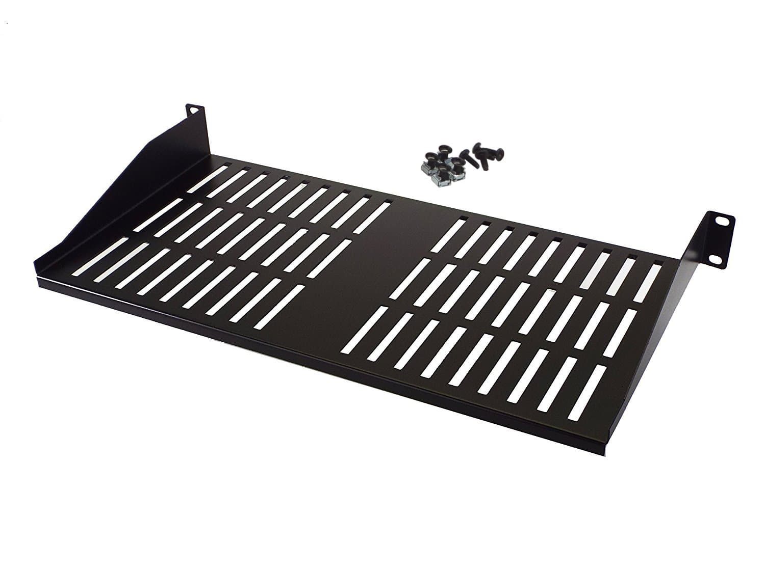 1U Rack Shelf - 9" Deep - Steel - Vented Rack Shelf - Rack Mount Shelf - Server Rack Shelf - Cantilever Shelf