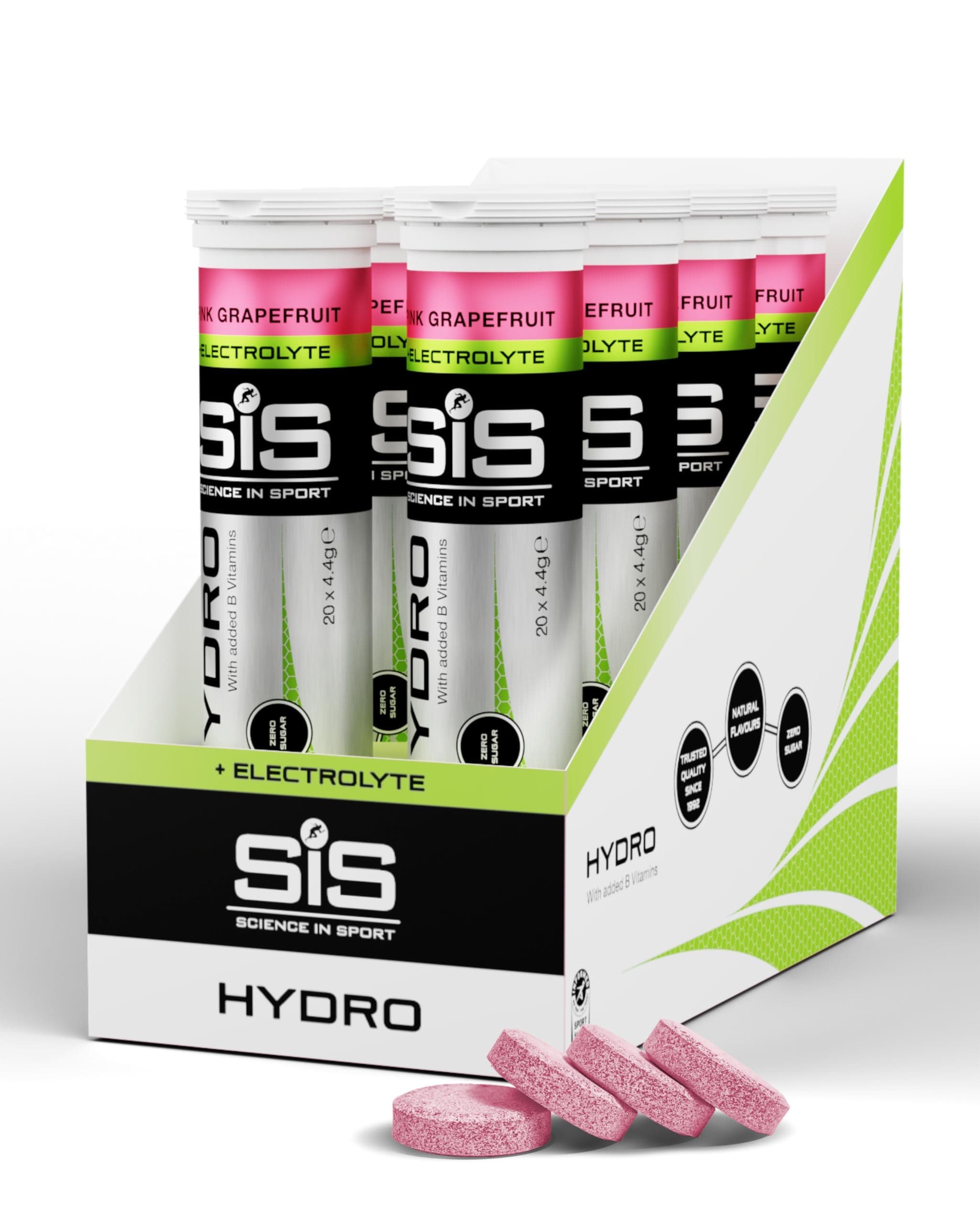 Science In Sport Hydro Electrolyte Tablets | Sugar Free Hydration Tablets | Essential Electrolytes to Reduce Fatigue & Aid Rehydration | Gluten Free | Pink Grapefruit Flavour | 160 Servings | 8 Pack
