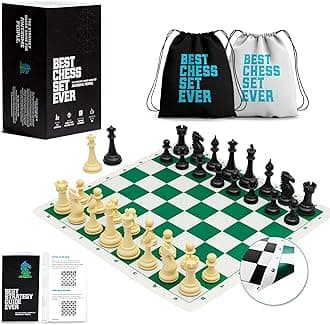 Quadruple Weight Tournament Natural Chess Set with Black Board