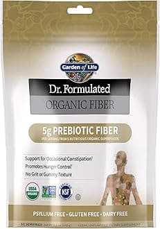 Dr. Formulated Organic Fiber Powder, Unflavored, Prebiotic Superfood Fiber Supplement, Constipation Relief, Psyllium Free, 32 Servings