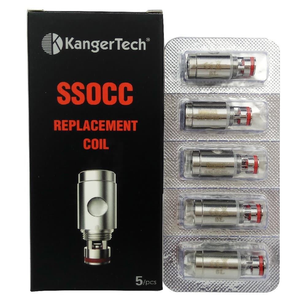 KangerTechSSOCC 0.5/1.2ohm Organic Cotton Replacement Coils, 5Pcs E Cigs Accessories for Subtank Mini, Subtank Nano, Toptank Mini, Toptank Nano,Kpin Mini,Subox Mini-C,Subvod,Subvod Mega