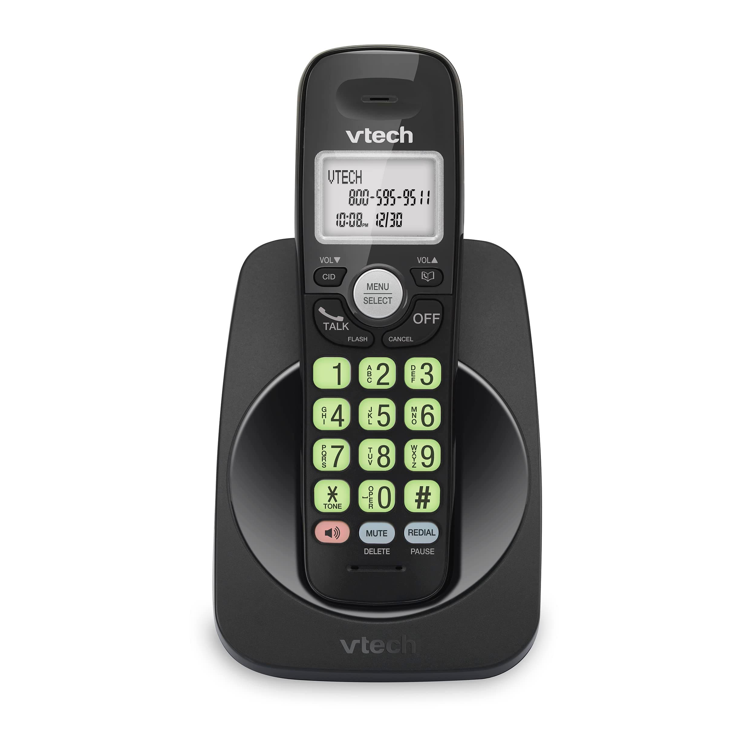 Cordless Phone with DECT 6.0, Full-Duplex Speakerphone, Lighted Display, Backlit Keypad, Caller ID/Call Waiting, Volume Control, Hearing Aid Compatible, Wall Mount | VG131-11 (Black)