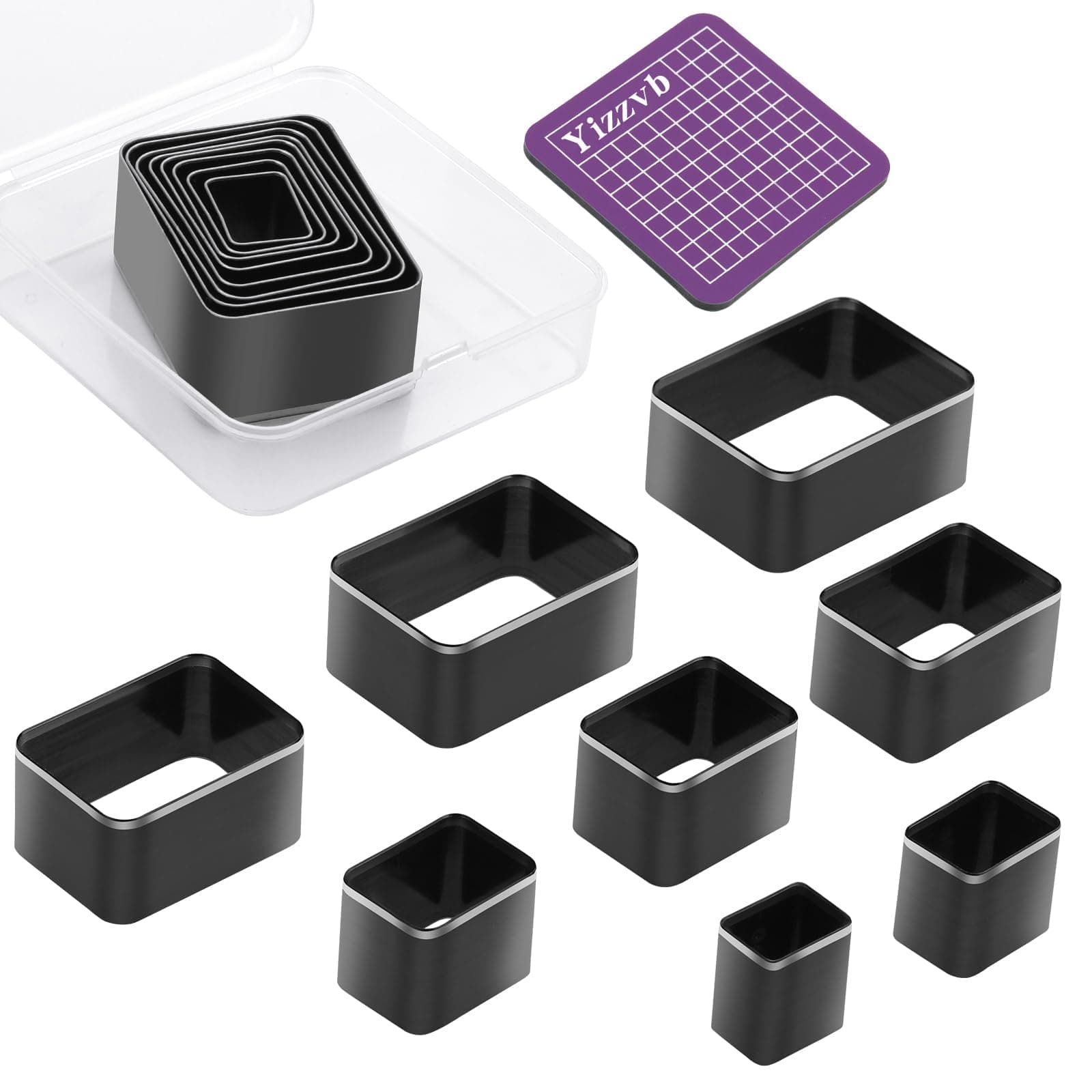 8 Pcs Leather Cutter Tool Set, Leather Hole Punch Die Rectangle, 8 Sizes Hole Hollow Punch Set, Leather Hollow Punch Mold, Punch Cutter Tool Kit Cutting Mold for Handmade DIY Leather Craft