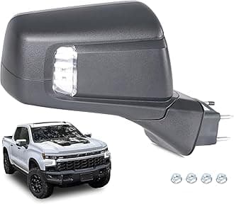 Side Mirror 2022 Compatible with 2019-2025 Chevy Silverado 1500 RST with Turn Signal View Mirror Textured Black - GM1321680 84823222 (9 Pins & Right Passenger Side)