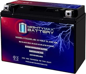 - Mighty Max Battery YTX24HL-BS -12 Volt 21 AH, 350 CCA, Rechargeable Maintenance Free SLA AGM High Rate Series Motorcycle Battery