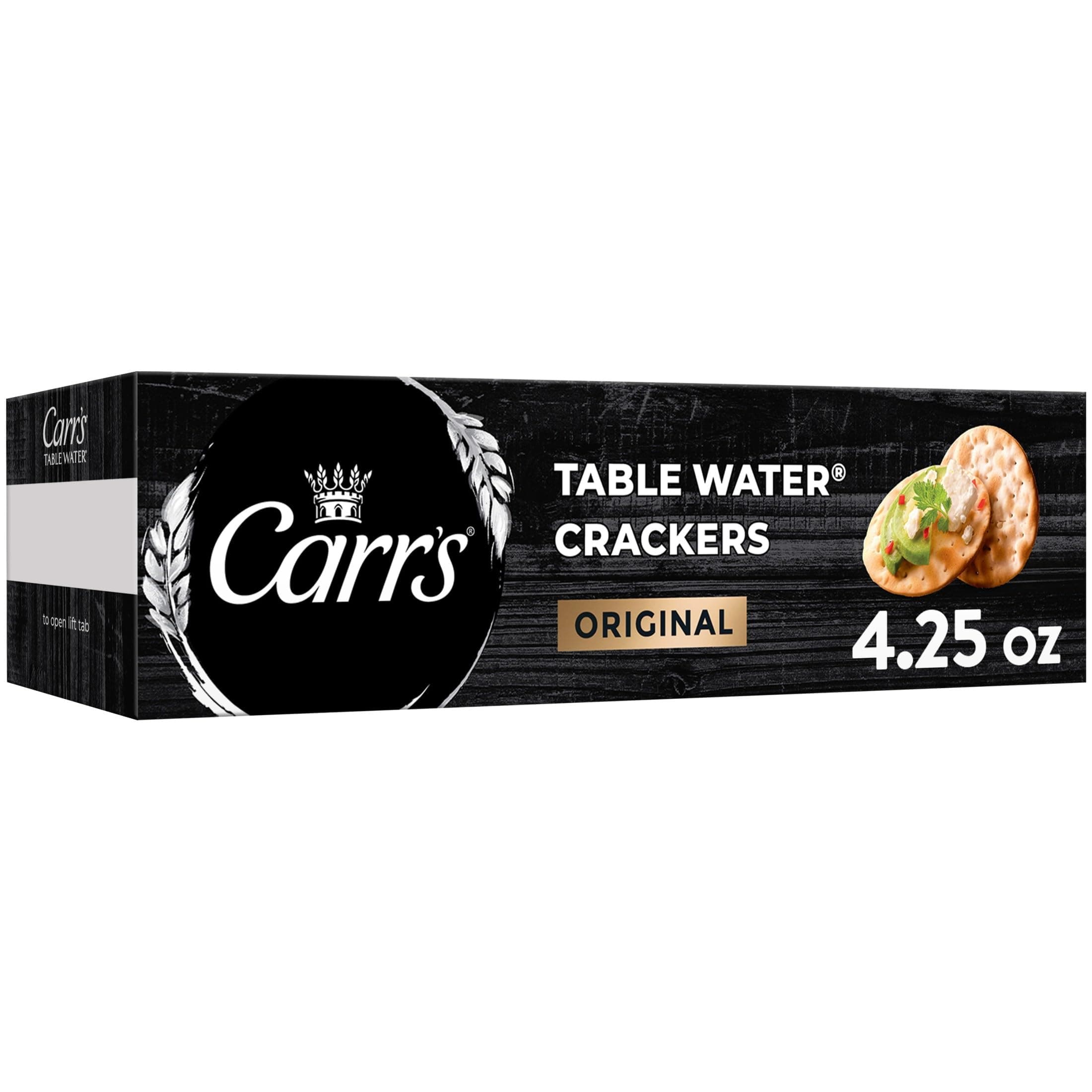 Carr's Table Water Crackers, Baked Snack Crackers, Party Snacks, Original, 4.25oz Box (1 Box)