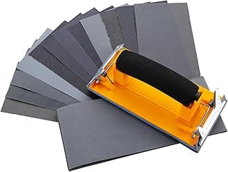 Sandpaper Holder with Sponge Handle, 36 Pack 120 to 3000 Assorted Grit Dry & Wet Sandpaper with 1 Pack Hand Sander, Manual Hand Sanding Block for Drywall Wood Metal Furniture Polishing