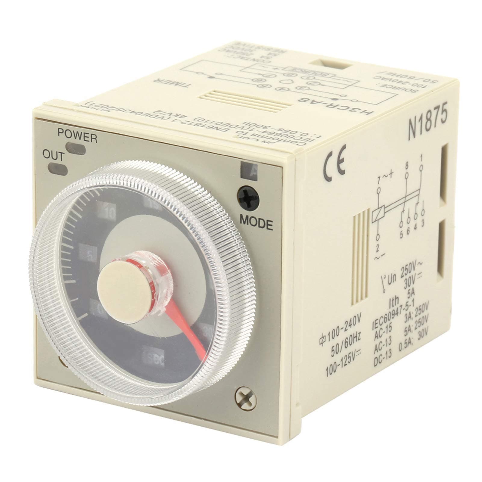 8 Pin Time Relay H3CR A8 Delay Timer Relay for H3CR A8 H3CR A8 Delay Timer Relay 1.2S 300H Knob Control Time Relay 100 240VAC 100 125VDC, for Automated Control Circuit
