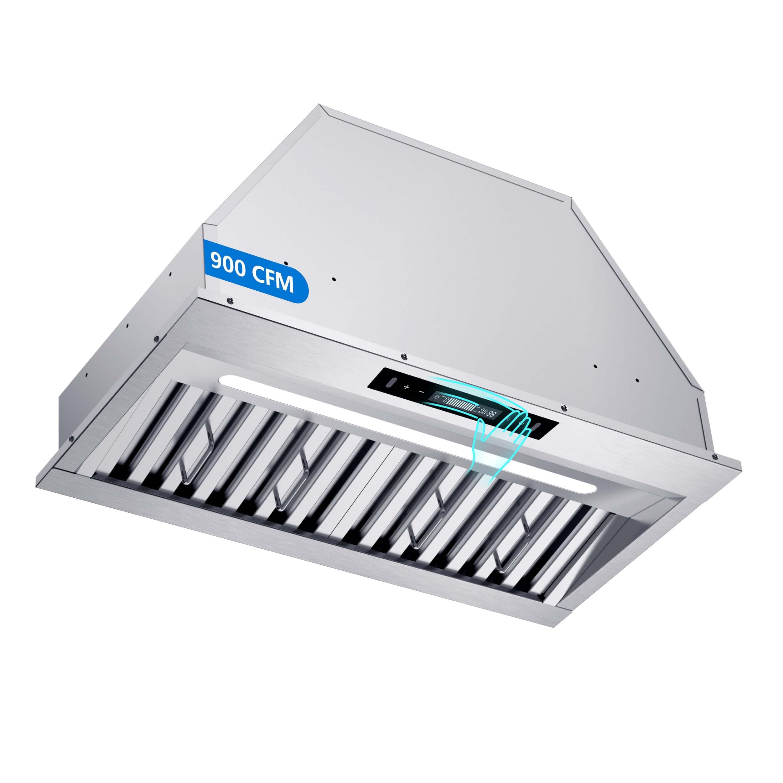 JOEAONZ Range Hood Insert 30 Inch, 900CFM Built-in Vent Hood with Gesture & Touch Control, Stainless Steel Heavy Duty Kitchen Exhaust Hood, Baffle Filters, Long LED Light, Ducted/Ductless Convertible