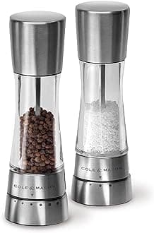Cole & Mason Derwent Grinder Set - Precision Mechanisms and Sea Salt and Peppercorns - Derwant Salt and Pepper, Stainless Steel