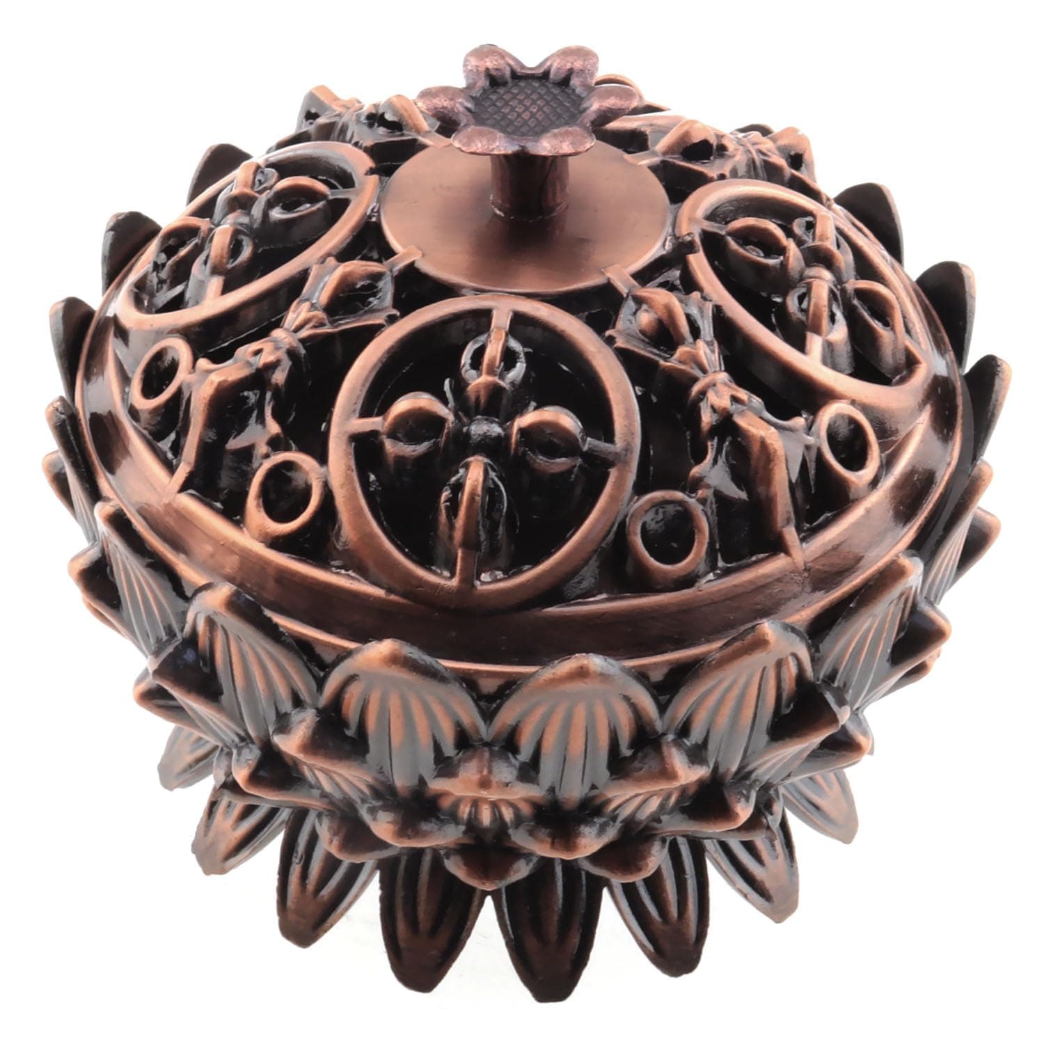 E-outstanding Mini Vintage Copper Cone Incense Holder Ash Catcher Lotus Incense Burner Bowl for Charcoal Disc, Sage Cones, Coil Incense