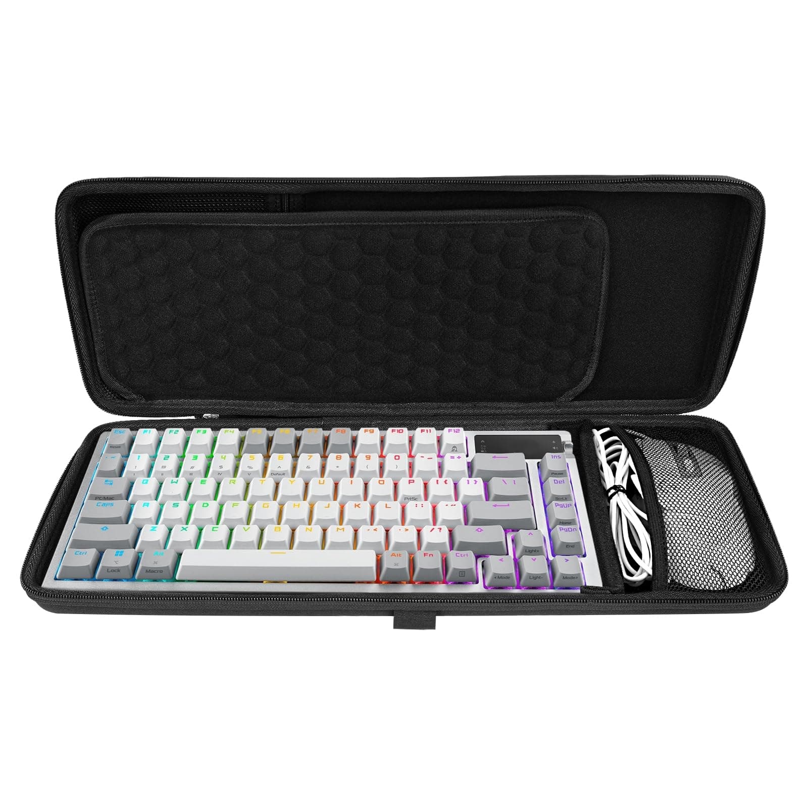Linkidea Hard Travel Case for Compact 75% Keyboard and Mouse Case, Computer 84 Key Wireless/Wired Keyboard Carrying Case Protective Storage Box Bag, Compatible with ASUS ROG Azoth 75%