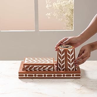 RITUALISTIC Bakhoor Set Perfect for Home fragrances | Stylish Home décor | Traditional dhoop Dhani | Puja Essentials | Arabic Incense Holder with Storage and Multipurpose Tray | Brown