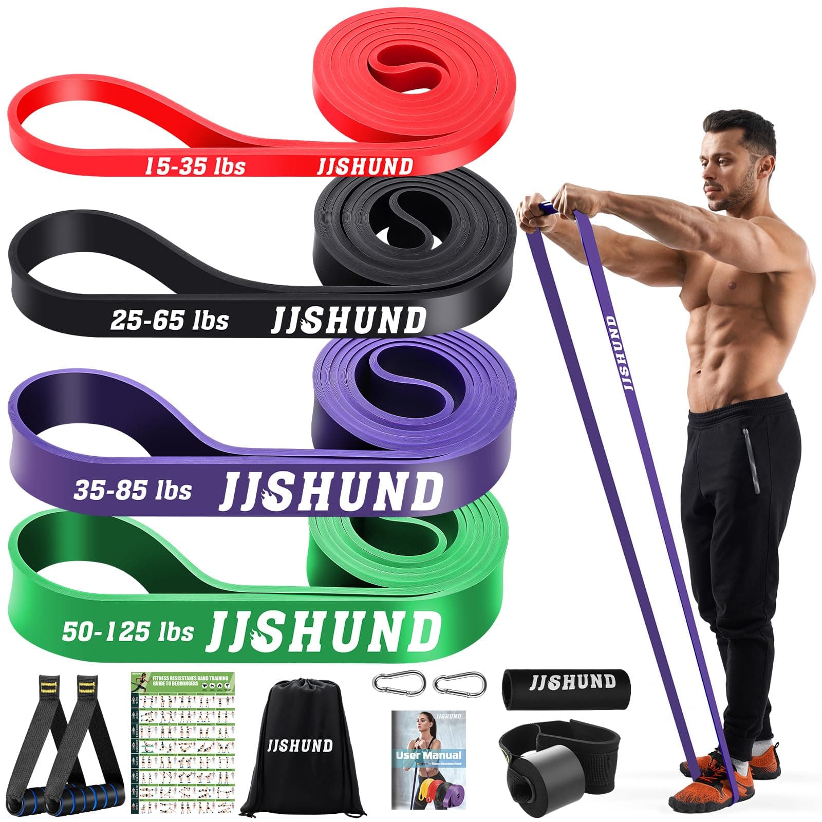 Resistance Bands Set, 4 Levels Exercise Bands Pull Up Bands for Men Women, Pull Up Assistance Bands for Strength Training, Pilates, Yoga, Muscle Toning, Body Stretching