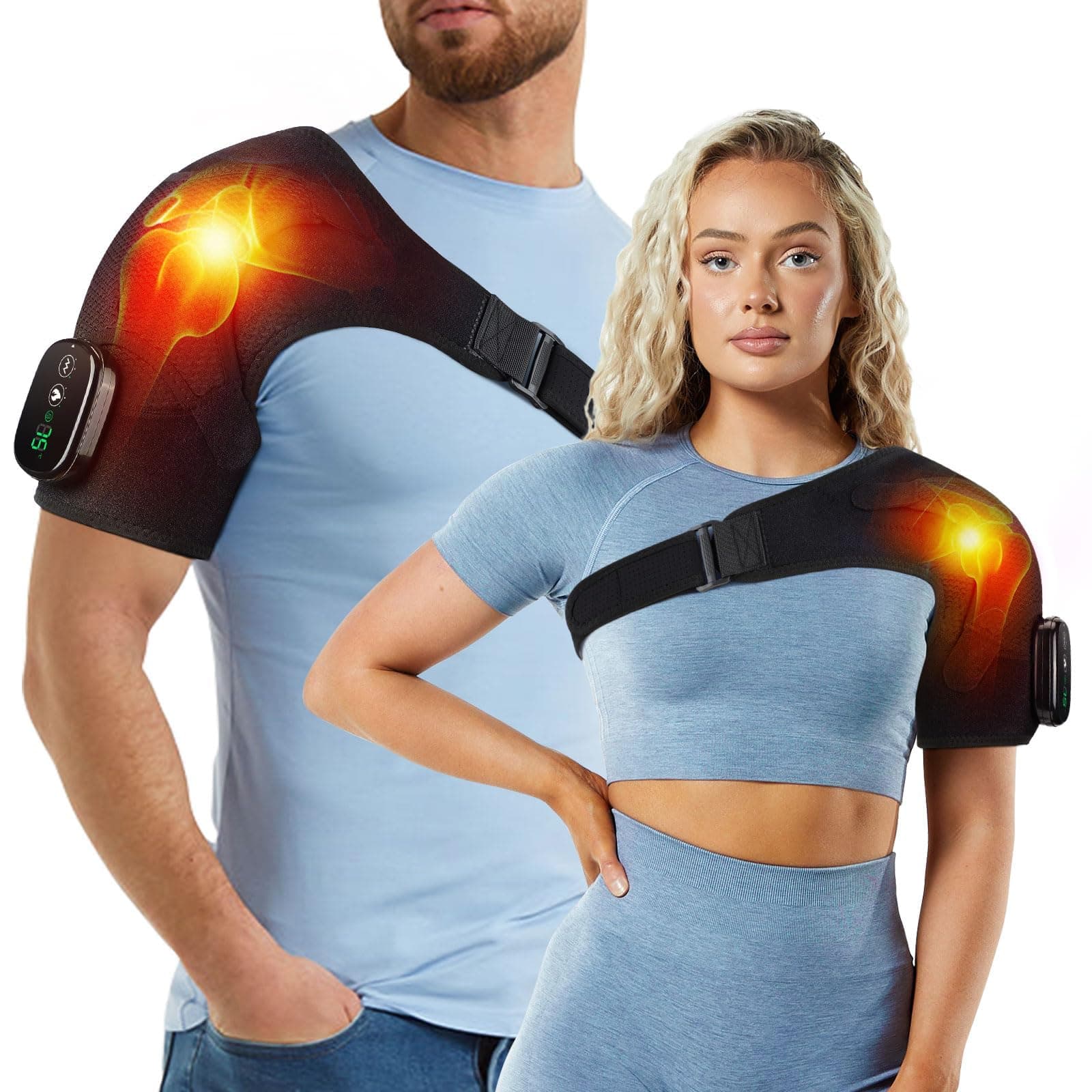 – Sika deer Heated Shoulder Wrap with Massage, Shoulder Heating Pad for Rotator Cuff Frozen Shoulder, Cordless Shoulder Heating Pads Shoulder Massager with Heat.