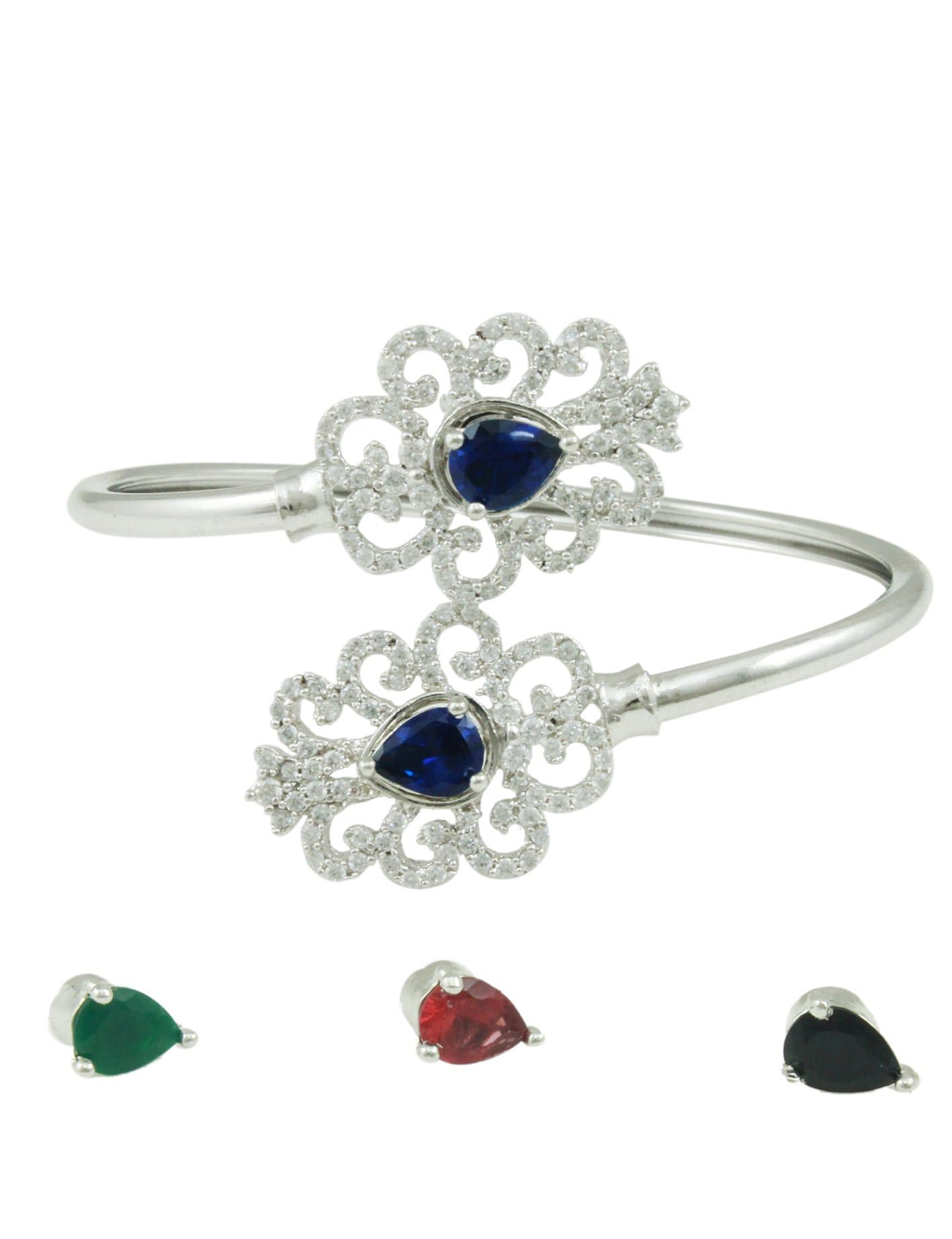 Fabulous Color Changeable CZ Kada in Silver finish