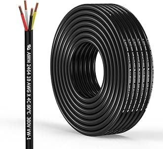 10 Gauge 4 Conductor Electrical Wire Oxygen-Free Copper Cable 10FT/3.1M Flexible Low Voltage Cable for LED Strips Lamps Lighting Residential Wiring car Circuit(10/4AWG-10FT)