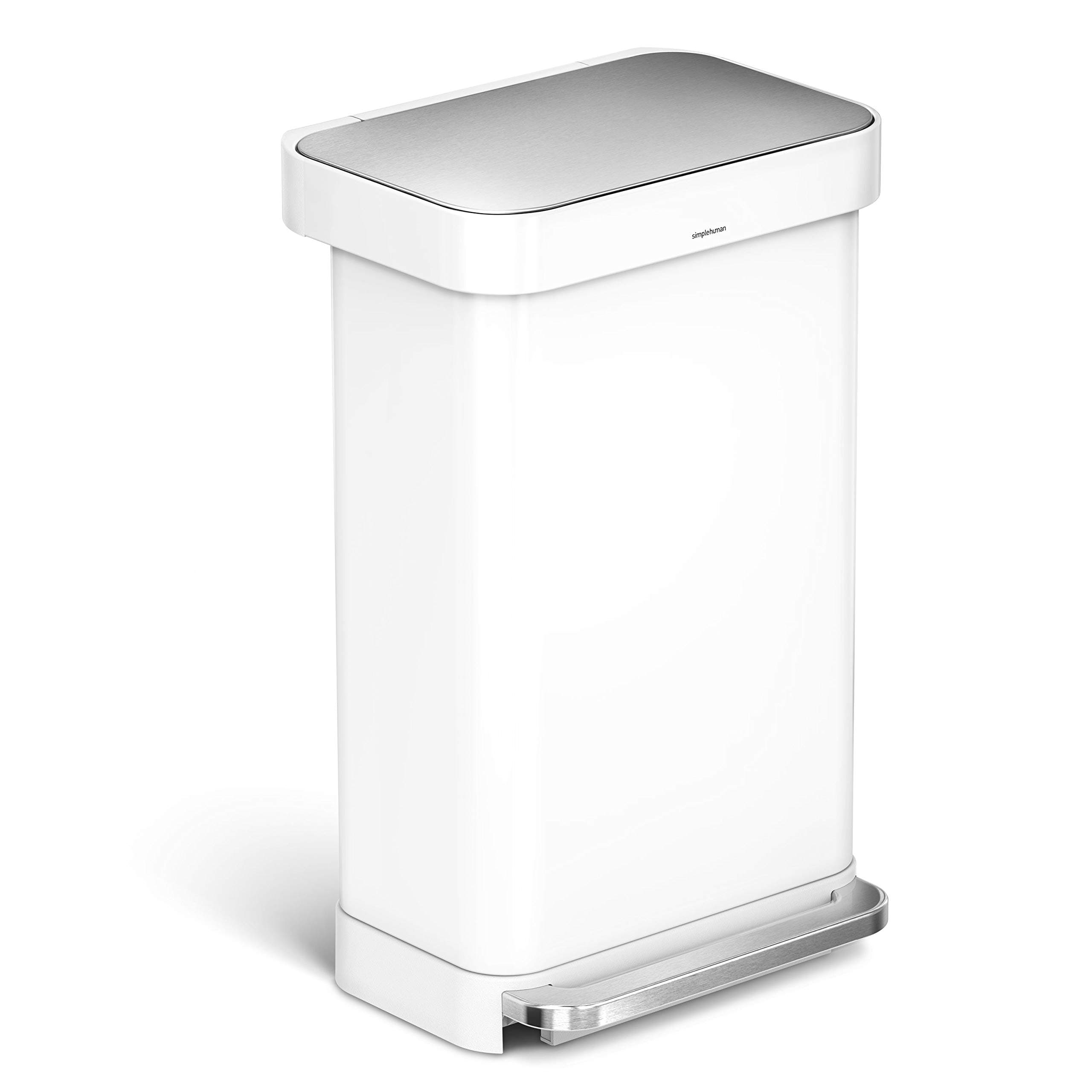 Simplehuman 11.5 gal (45 L) Rectangular, Step Can, Pedal Type, Lid Included, Soft Close, Stainless Steel, Dust Can, 11.2 gal (45 L)