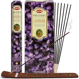 TRUMIRIIncense Stick Holder Bundle with Hem Precious Lavender 20g Incense Sticks - Pack of 6 (Approx 120 Sticks)