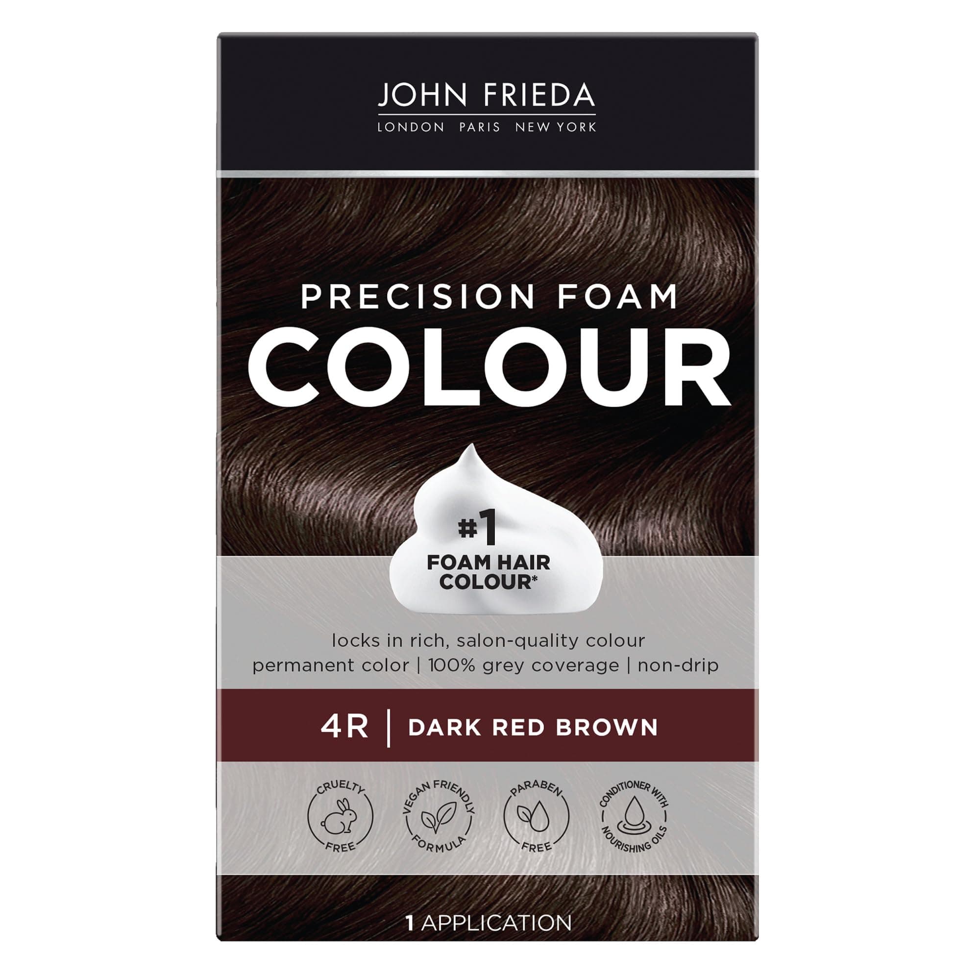 Precision Foam Colour, Dark Red Brown 4R, Full-Coverage Hair Color Kit, Anti-Fade Gray Coverage, Deep Color Saturation Hair Dye, 1 Application