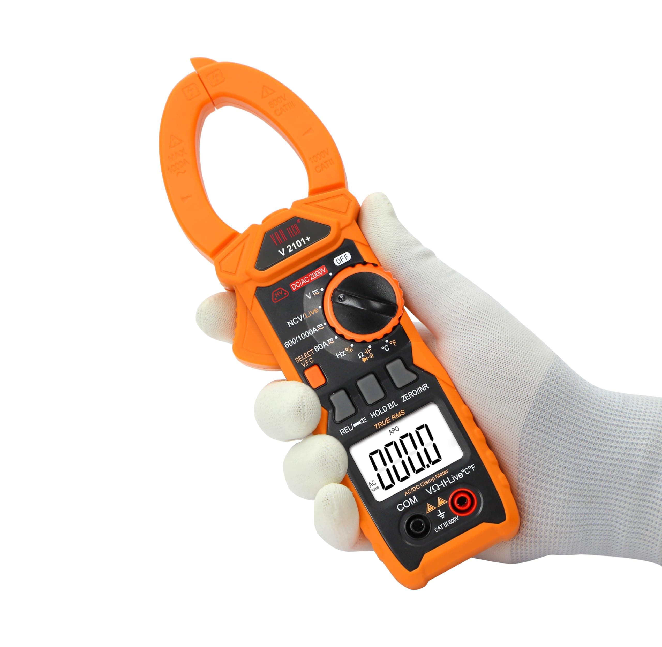 Digital Clamp Meter V 2101+ True RMS 1000 A AC DC 2000 V AC DC Auto ranging, 6000 Counts, High precision with NCV, VFC, In Rush current, Temperature, Frequency, Live test etc