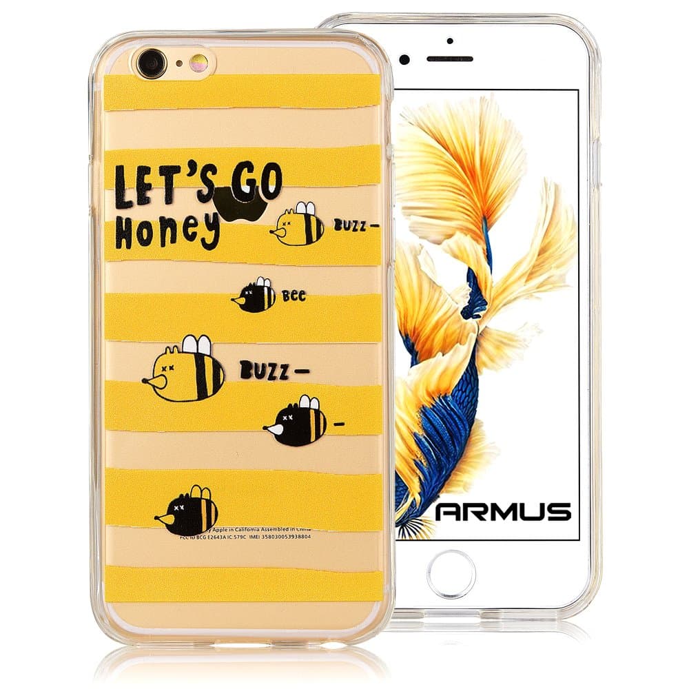 iPhone 6/6s case clear with Cartoon Pattern,ARMUS Hybrid Case Shock Absorbing TPU Bumper+Hard Back Cover Clear with Premium Quality 3D print Protective Case for 4.7inches iphone 6s/6(Buzzin)