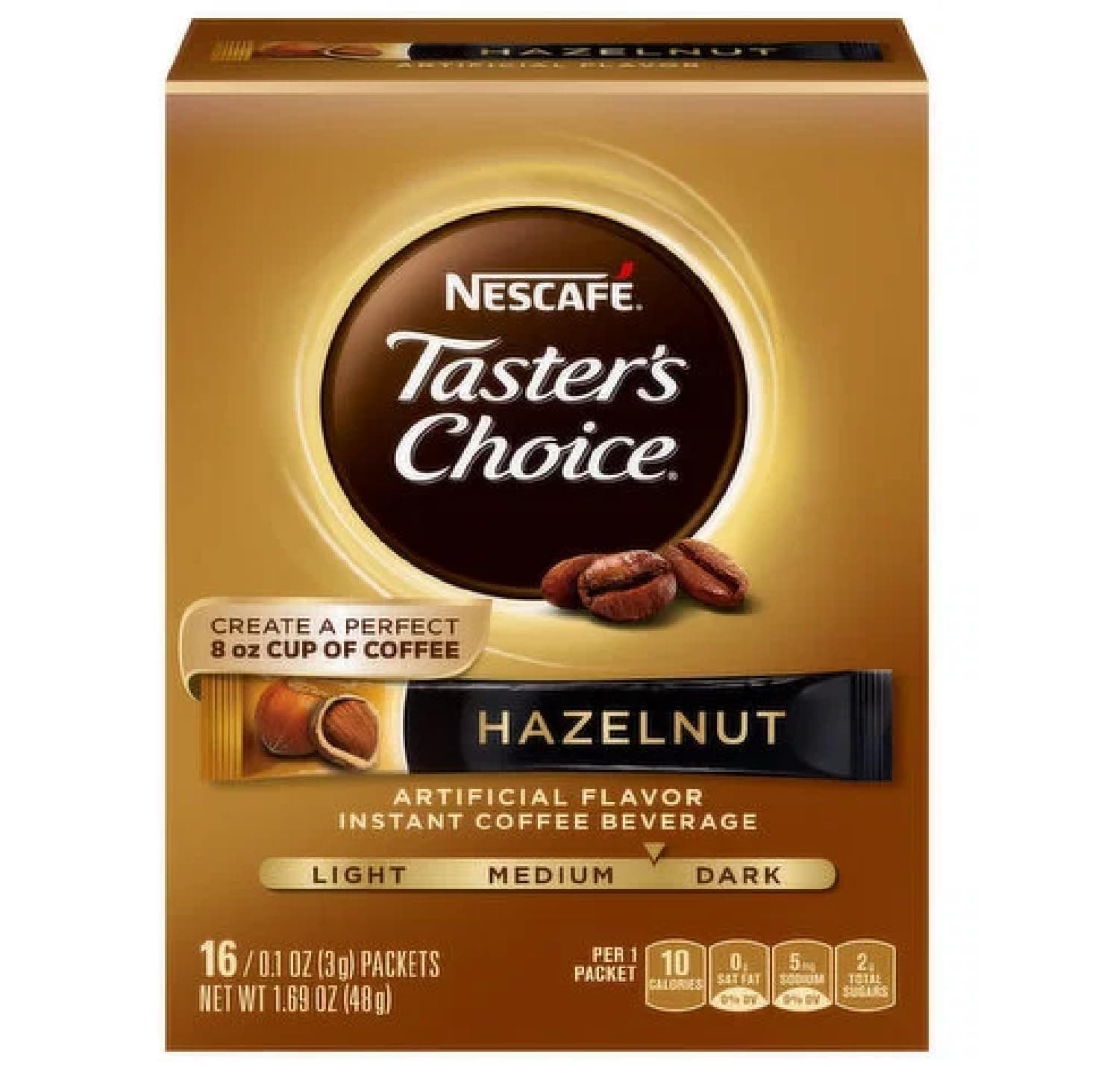 Nescafe Taster's Choice Hazelnut Medium Dark Roast Instant Coffee, 16 Count