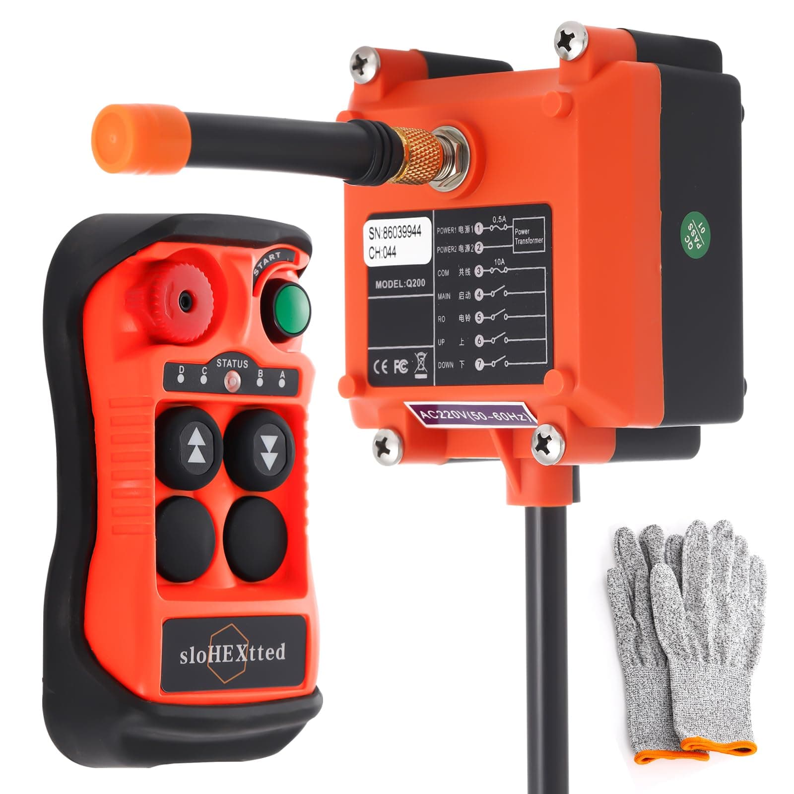 2 Channel Button Wireless Remote Control Crane 12V 24V Radio Transmitter and Receiver for Electric Chain Hoist Winch Bridge Crane Controller