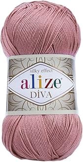 Diva Silk Effect 100% Microfiber Acrylic Yarn 1 Ball skeins 100gr 383yds Color (354 - Rose)