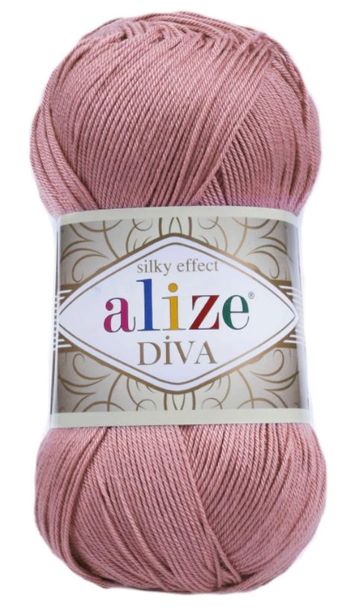 Alize Diva Silk Effect 100% Microfiber Acrylic Yarn 1 Ball skeins 100gr 383yds Color (354 - Rose)