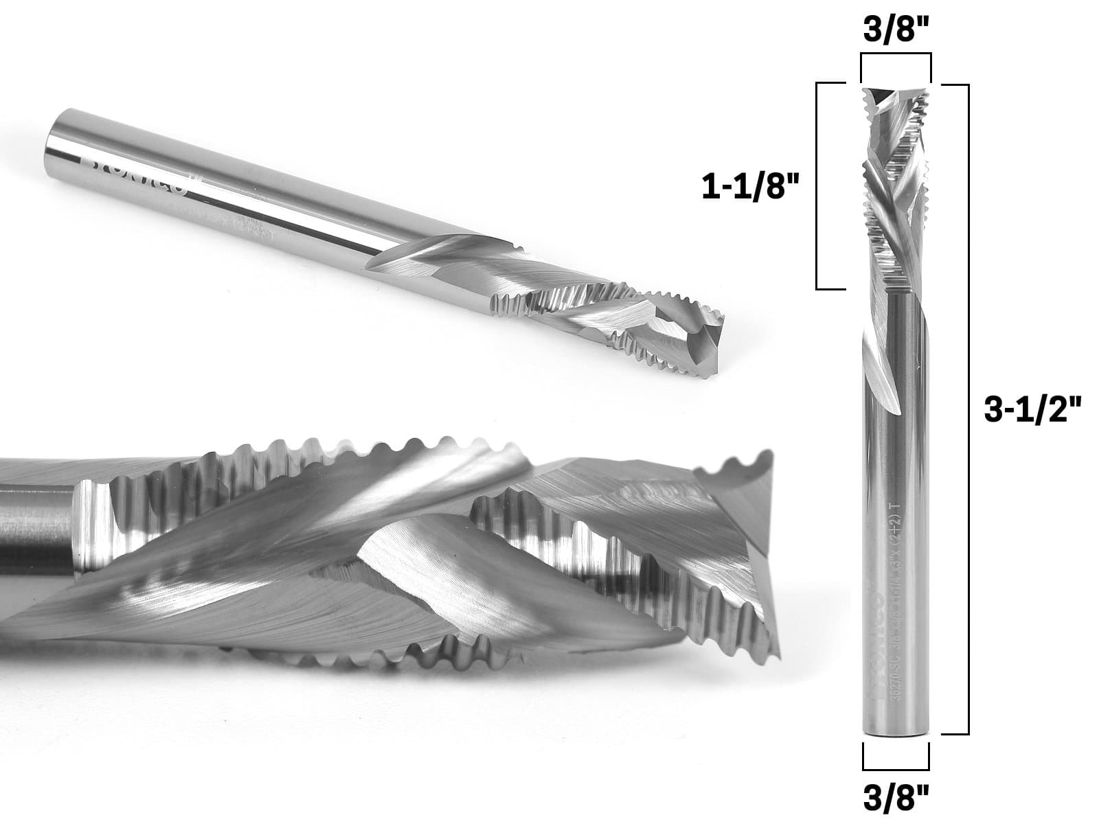 Yonico 36270-SC 3/8-Inch Dia. 2 Flute Compression Spiral Rougher End Mill CNC Router Bit 3/8-Inch Shank
