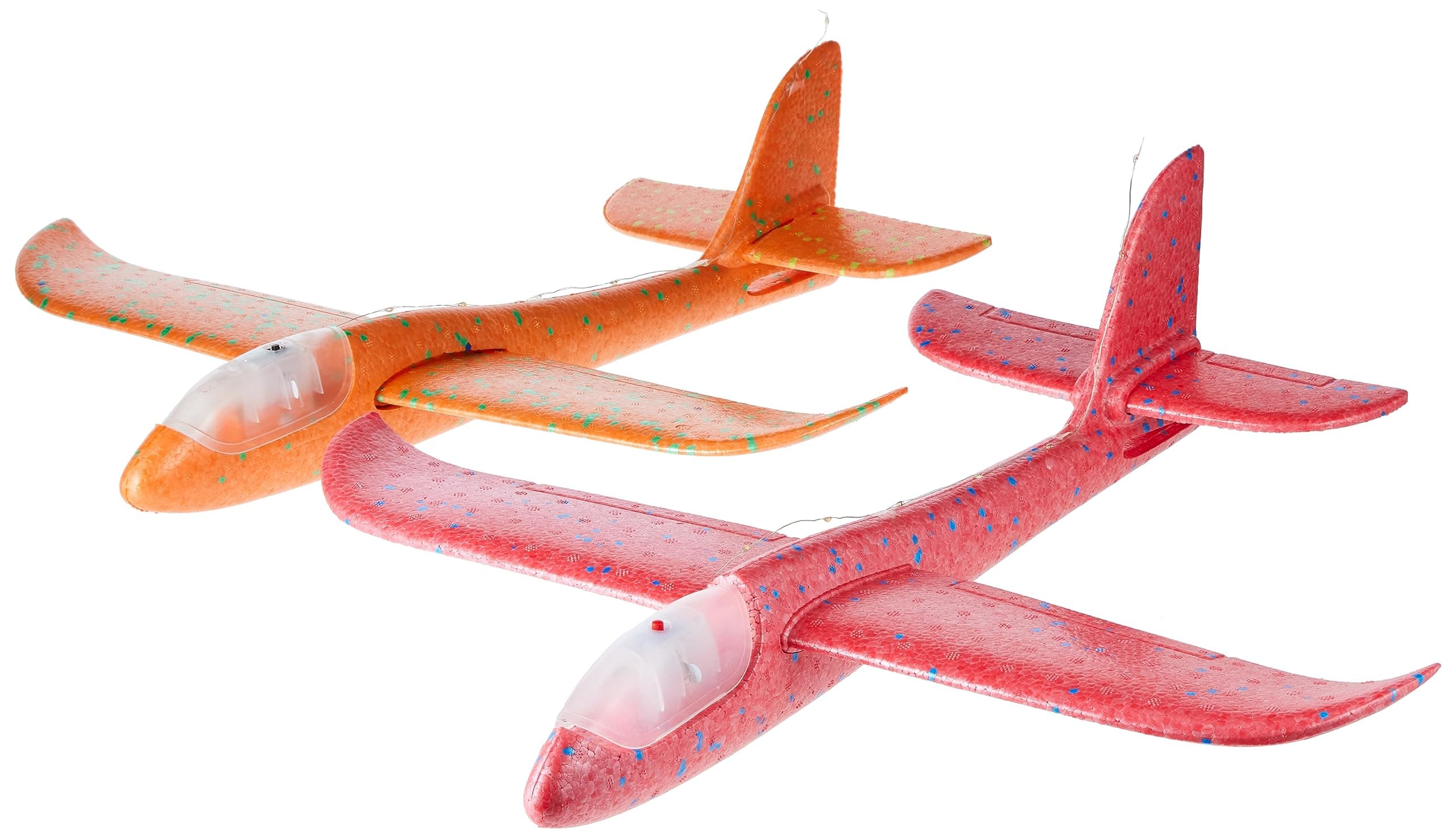 Mumoo Bear Mumoo Bear, Throwing Foam Flying Plane Led Light Airplane 17.5" Throwing Foam Plane 2 Flight For Kids 3-9 Years, Large, Assorted Colors, Pack of 2, â€ŽLC-TYPLNE-BL