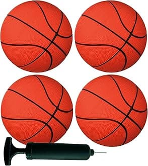 AppleRound 5-Inch Toy Basketballs for Toddlers and Kids - Outdoor Games Backyard Sports for Children Boys and Girls - Pack of 4 Balls with 1 Air Pump