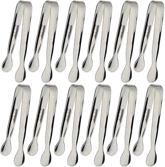 12PCS Ice Tongs Mini Sugar Tongs 4.25Inch Stainless Steel Small Serving Tong, Small Kitchen Tong for Appetizers,Tea Party, Coffee Bar, Desserts (Silver-12pcs)