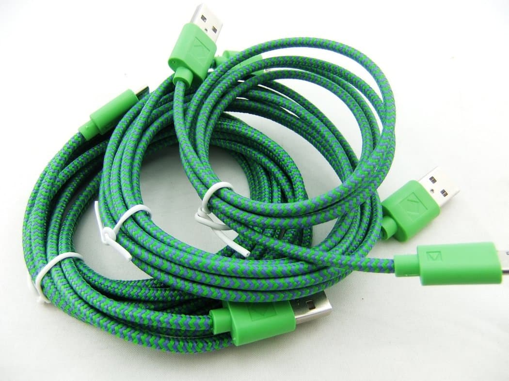 GRACE SHOPPING Lot Pack 3pcs 3FT 6FT 10FT 1M 2M 3M Extra Long Ruggedized Nylon Braided Fabric Cloth Jacket Universal Micro A to USB B Charger Cable Cords for Nokia Nexus 4 7 HTC One X V L M7 max T6 Butterfly Samsung Galaxy S2 I9100 S3 I9300 S4 Mini I9500 Note 2 I9220 N7100 (ARMY GREEN)