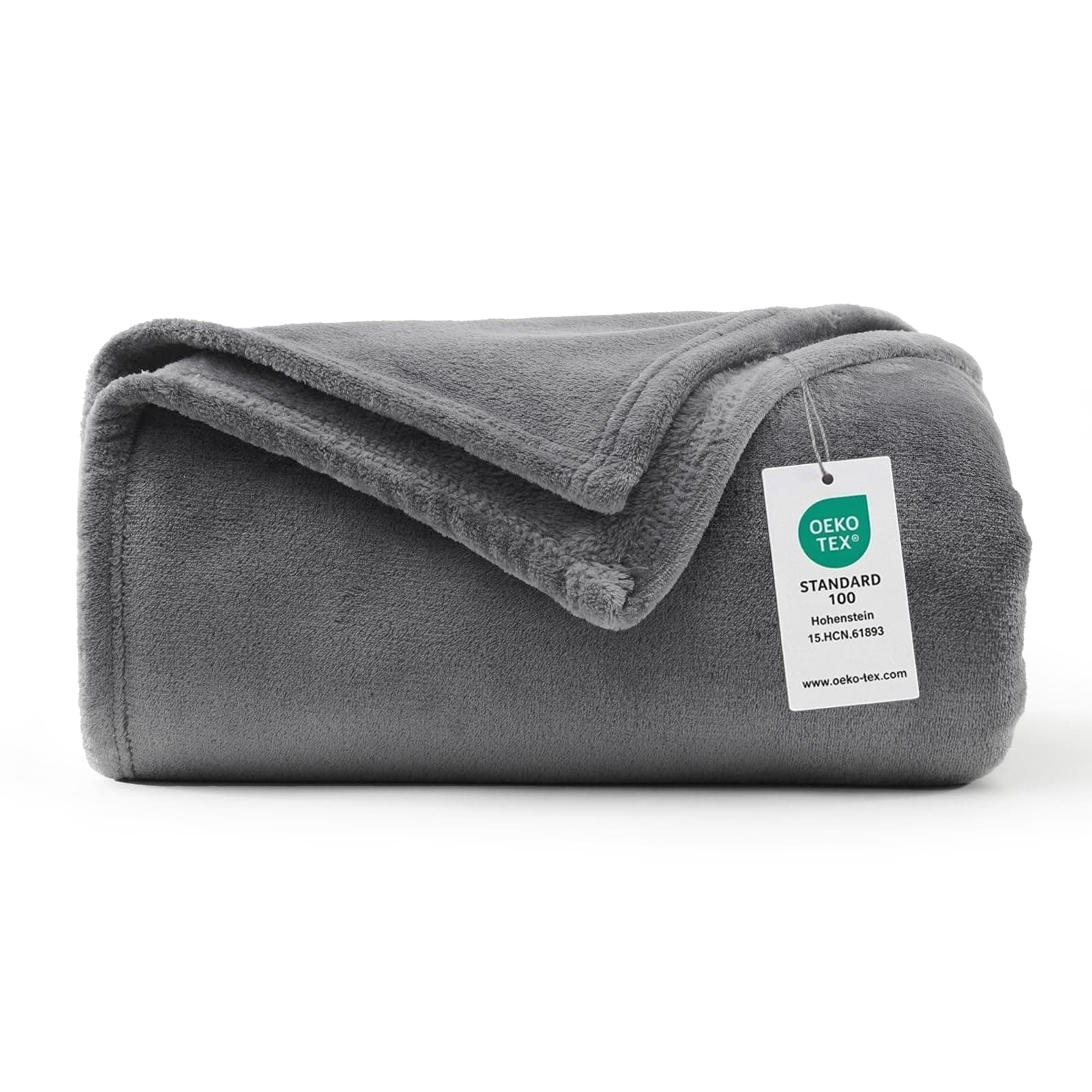 WAVVE Fleece Blanket Sofa Throw Grey 5ft x 6.5ft - Fluffy Soft Warm Versatile Blanket for Sofa/Couch/Bed Double/Twin Size Gray, 150x200 cm