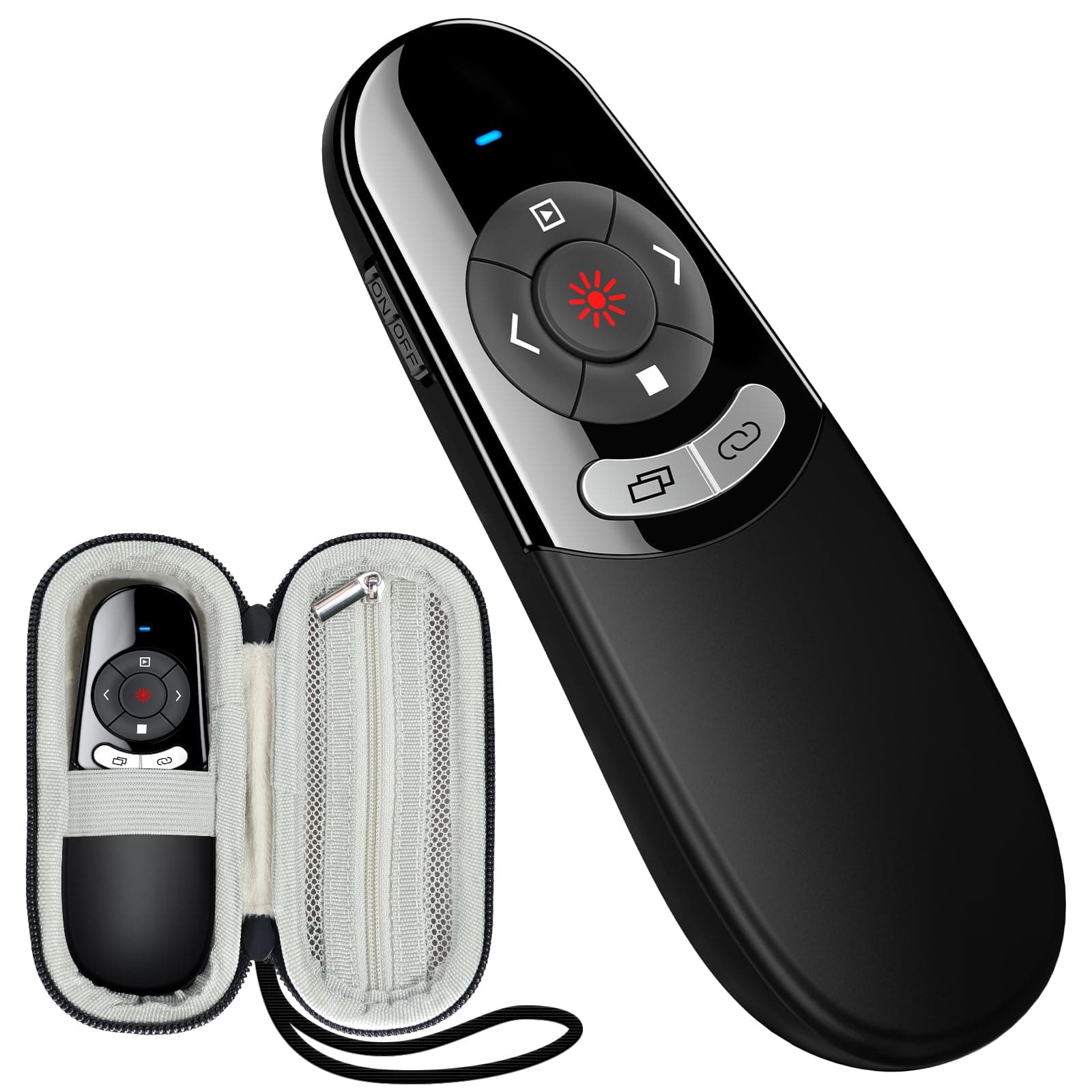 DINOSTRIKE Wireless Presenter Remote with Portable Case, USB C Presentation Clicker with case for PowerPoint with Storage Organizer Bag-Teachers Office Essentials